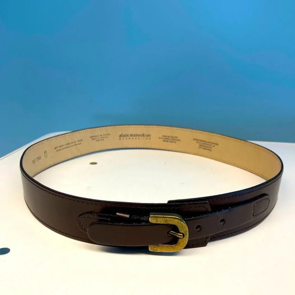 ALAIN MANOUKIAN Sz 80/32 Split  Leather Belt Made in France 1.25” wide - Picture 1 of 7